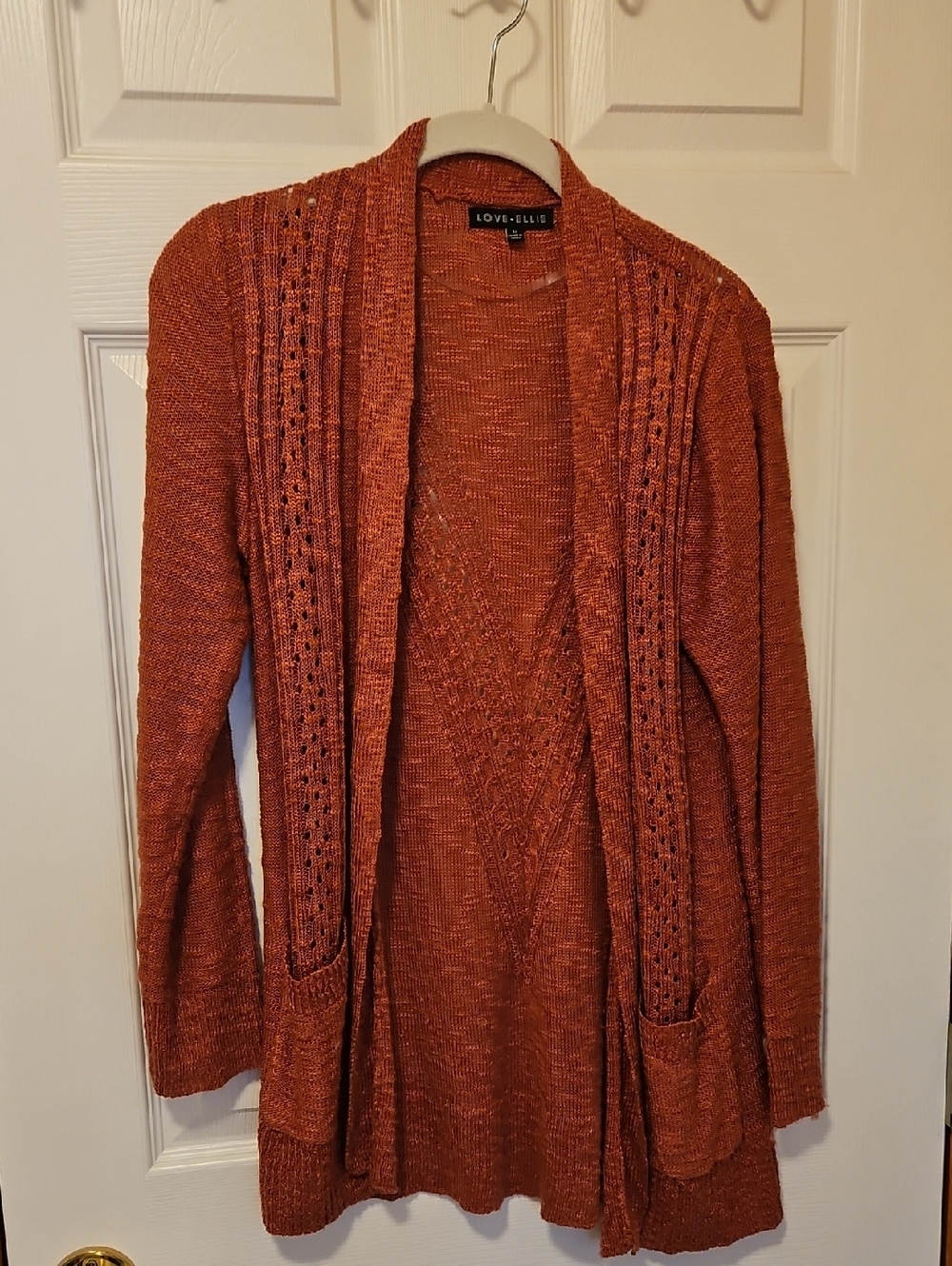 Love Ellie Rust Open-Front Knit Cardigan